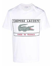 T-shirt girocollo stampata bianca di lacoste made in france