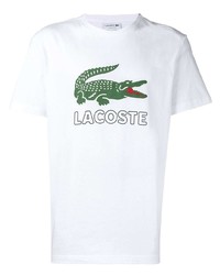 T-shirt girocollo stampata bianca di Lacoste