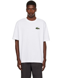 T-shirt girocollo stampata bianca di Lacoste