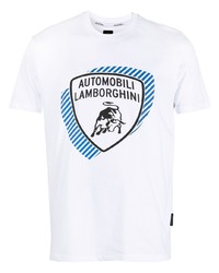 T-shirt girocollo stampata bianca di Lamborghini