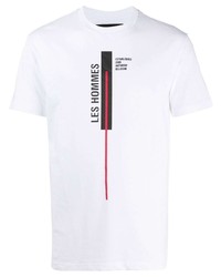 T-shirt girocollo stampata bianca di Les Hommes
