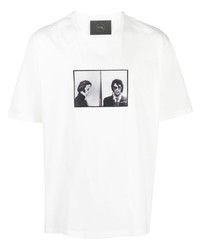 T-shirt girocollo stampata bianca di Limitato