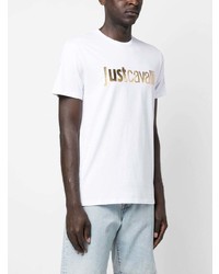 T-shirt girocollo stampata bianca di Just Cavalli