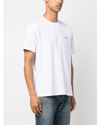 T-shirt girocollo stampata bianca di Moorer