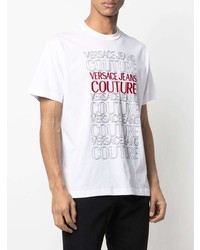 T-shirt girocollo stampata bianca di VERSACE JEANS COUTURE