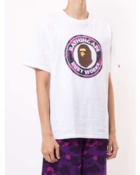 T-shirt girocollo stampata bianca di A Bathing Ape