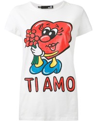 T-shirt girocollo stampata bianca di Love Moschino