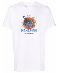 T-shirt girocollo stampata bianca di Maharishi