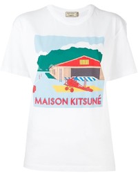 T-shirt girocollo stampata bianca di MAISON KITSUNE