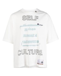 T-shirt girocollo stampata bianca di Maison Mihara Yasuhiro