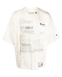 T-shirt girocollo stampata bianca di Maison Mihara Yasuhiro