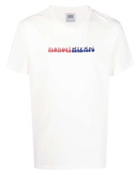 T-shirt girocollo stampata bianca di Manuel Ritz