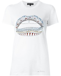T-shirt girocollo stampata bianca di Markus Lupfer