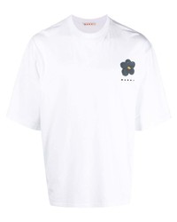 T-shirt girocollo stampata bianca di Marni