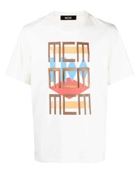 T-shirt girocollo stampata bianca di MCM
