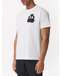 T-shirt girocollo stampata bianca di Burberry