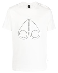 T-shirt girocollo stampata bianca di Moose Knuckles