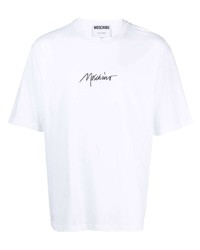 T-shirt girocollo stampata bianca di Moschino