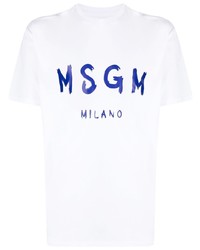 T-shirt girocollo stampata bianca di MSGM