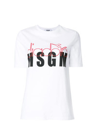 T-shirt girocollo stampata bianca di MSGM