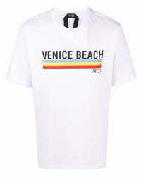 T-shirt girocollo stampata bianca di N°21