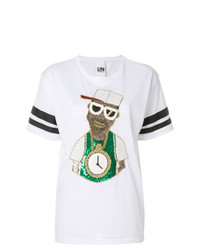 T-shirt girocollo stampata bianca di Nil & Mon