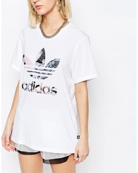 T-shirt girocollo stampata bianca di adidas
