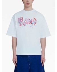 T-shirt girocollo stampata bianca di Marni