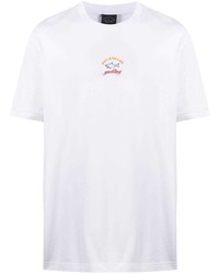 T-shirt girocollo stampata bianca di Paul & Shark