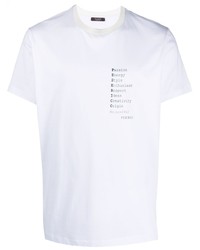 T-shirt girocollo stampata bianca di Peserico