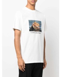 T-shirt girocollo stampata bianca di 424