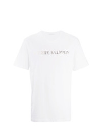 T-shirt girocollo stampata bianca di Pierre Balmain