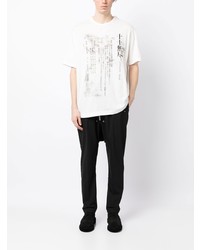 T-shirt girocollo stampata bianca di Yohji Yamamoto