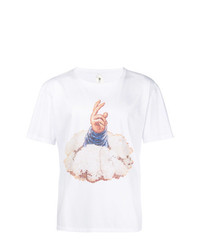 T-shirt girocollo stampata bianca di Poan