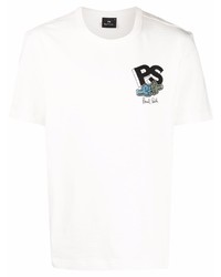 T-shirt girocollo stampata bianca di PS Paul Smith