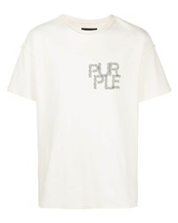 T-shirt girocollo stampata bianca di purple brand