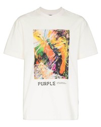 T-shirt girocollo stampata bianca di purple brand