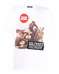 T-shirt girocollo stampata bianca di Raf Simons
