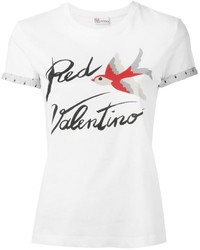 T-shirt girocollo stampata bianca di RED Valentino