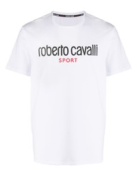 T-shirt girocollo stampata bianca di Roberto Cavalli