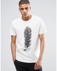 T-shirt girocollo stampata bianca di Selected