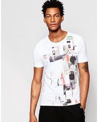 T-shirt girocollo stampata bianca di Sisley