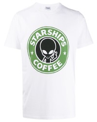 T-shirt girocollo stampata bianca di Sss World Corp