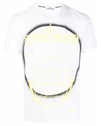 T-shirt girocollo stampata bianca di Stone Island