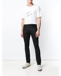 T-shirt girocollo stampata bianca di Saint Laurent