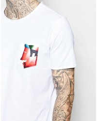 T-shirt girocollo stampata bianca di Sisley