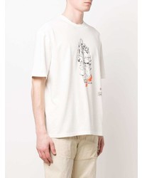 T-shirt girocollo stampata bianca di Ten C