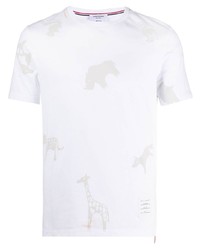 T-shirt girocollo stampata bianca di Thom Browne