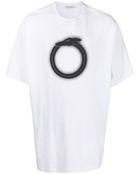 T-shirt girocollo stampata bianca di Trussardi