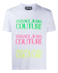 T-shirt girocollo stampata bianca di VERSACE JEANS COUTURE